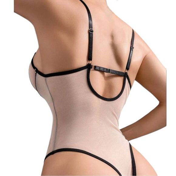 Iridescent Sequin Studded Contrast Underwire Teddy Style Bodysuit Women’s Large - Picture 4 of 4